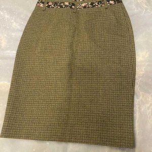 PAUL SMITH BLACK TWEED GREEN FLORAL SKIRT